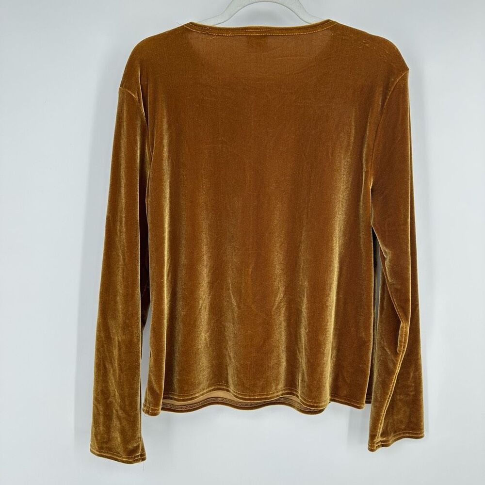 CP Shades Womens Round Neck Velvet Long Sleeve Top Size M Mustard Yellow - Picture 5 of 12